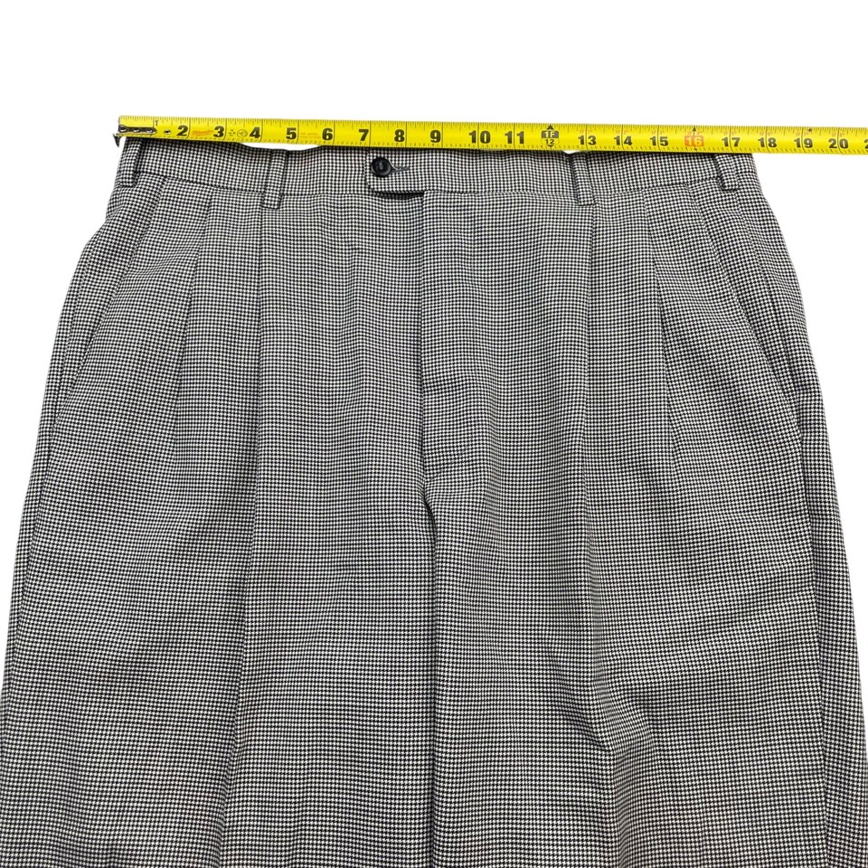 Zanella Men's Austin Wool Dress Pants Black/White Houndstooth • Italy