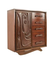 Witco Pulaski Oceanic Mid Century Highboy Brutalist Armoire