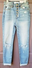 NEW KanCan Straight Fit Size 1 / 24 Light Wash Destructed Relaxed Jeans NWT