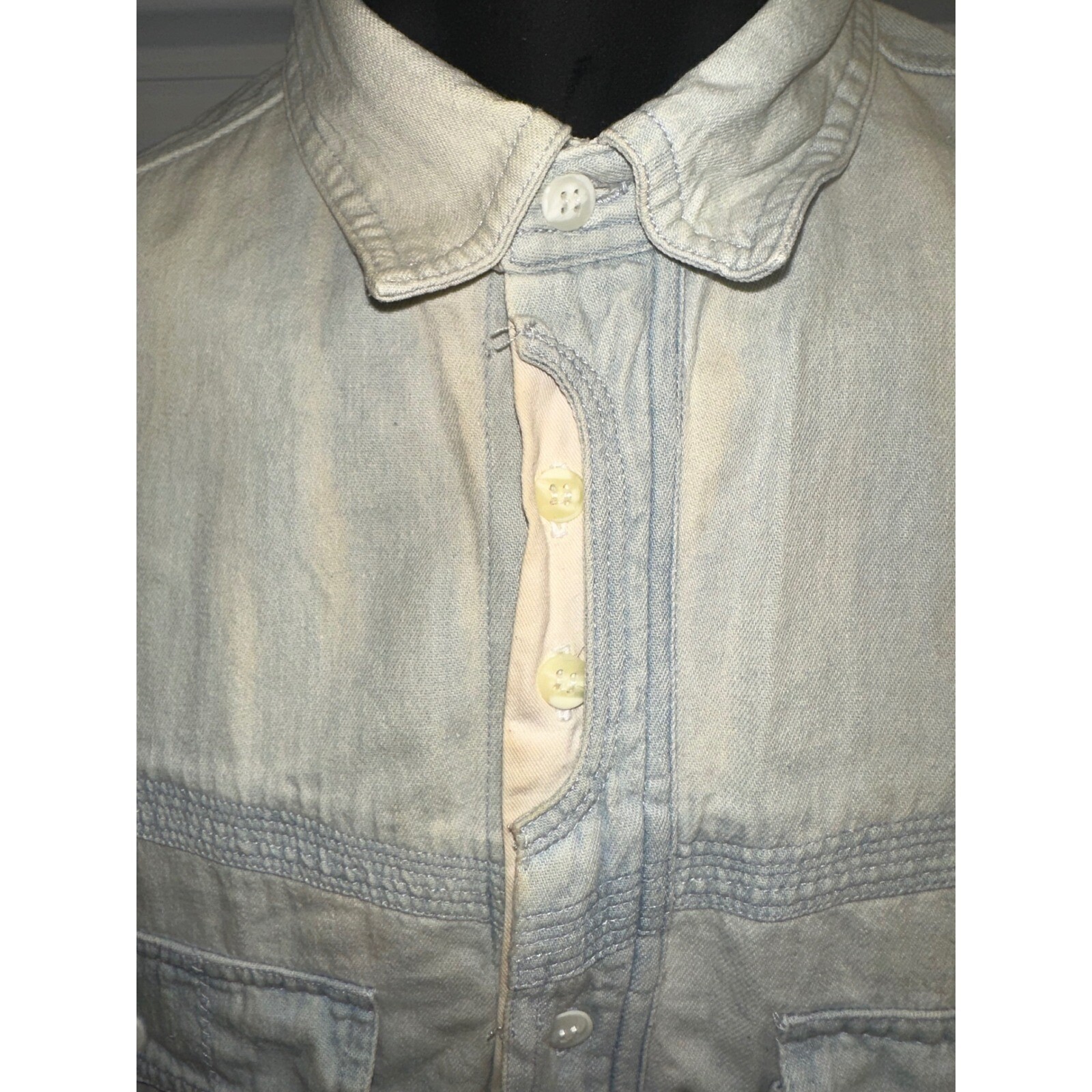 Bugle Boy Vintage Denim Vest Sleeveless Shirt 90's Western Pockets Light Med image 3