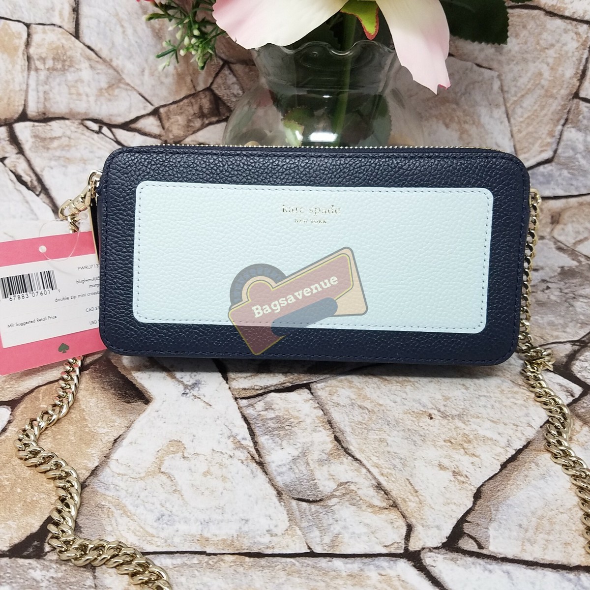 ショルダーバッグ・ポシェット kate spade new york margaux - double zip mini crossbody bag KATE SPADE MARGAUX DOUBLE ZIP MINI CROSSBODY BLUE GLOW MULTI