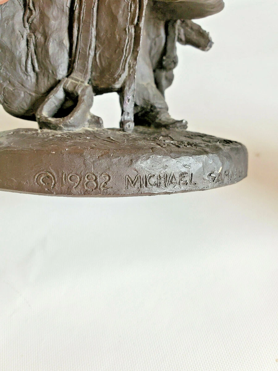 Vintage Michael Garman Cowboy Sulpture, Saddle, Western Art 1982
