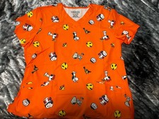 Women  s Halloween Scrub Top Size 2XL