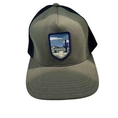 American eagle green black snap back mesh trucker visor hat 