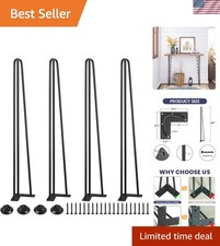 Sturdy 40 Inch Black Hairpin Table Legs - Ideal for Modern Furniture Projects