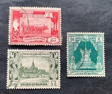 Birmania Birmania 1949 - 3 sellos usados - Michel No. 110, 112, 113
