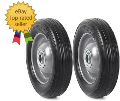 (2-Pack) AR-PRO 6  x 1.5  Flat Free Solid Rubber Wheel Assemblies - Replacement