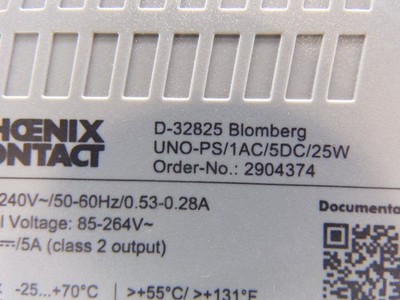 PHOENIX CONTACT UNO-PS/1AC/ 5DC/ 25W POWER SUPPLY