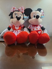 Lot of 2 Disney Store Mickey Minnie Mouse Valentines Day Heart Plush