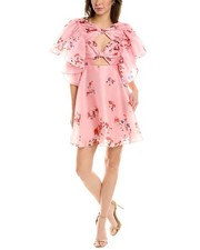 Carolina Herrera Cutout Bow Front Silk A-Line Dress Women's