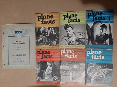 WWII AIR SERVICE COMMAND - 6 ''Plane Facts'' Booklets & Aircraft Reference Book 44