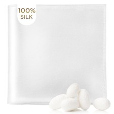 100 Silk White Pocket Square for Men Wedding Tuxedo Handkerchief, 11"x11"