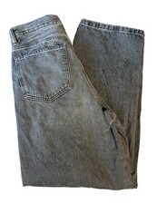H M Womens Baggy Fit Wide-Leg Jeans Medium Wash Gray Denim High Rise Cotton