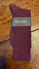 NEW Brooks Brothers Heather Burgundy, Merino Wool Blend, Ribbed Crew Socks