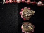 Vintage Red & Pink Shiny Beaded Strand Necklace & Matching Earrings Marked Japan — photo 9
