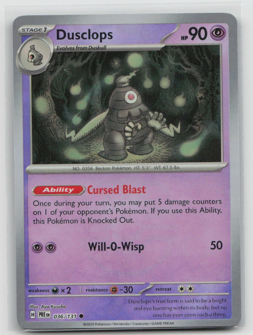 Dusclops (Master Ball Pattern) Common SV: Prismatic Evolutions 036/131 LP-NM