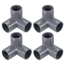 1" ID 3 Way Elbow Pipe Fittings UPVC, 4 Pack Joint Coupling Pipe Adapter, Gray