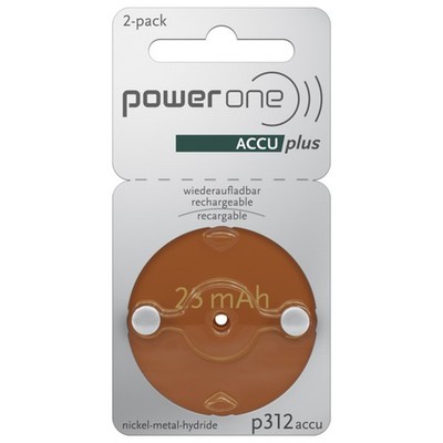 PowerOne P312 PR41 ACCUplus   Wiederaufladbare Hörgeräteakkus (2er Pack)