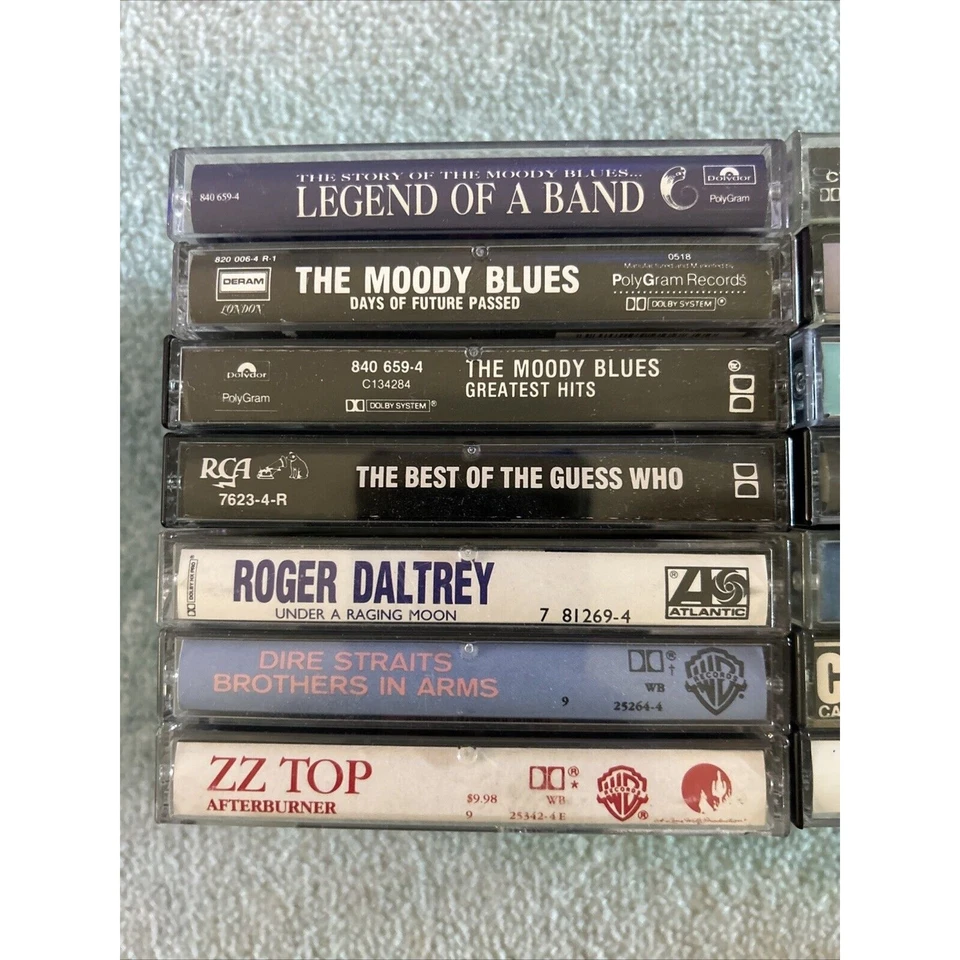 Cassette Tape Lot Moody Blues Zz Top Bob Dylan Guess Who Dire Straits Bad Compan - Image 2 of 4