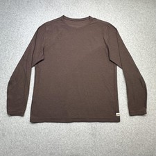 Vuori Strato Tech Long Sleeve T Shirt Mens Large Brown Lightweight Crewneck
