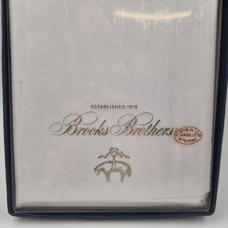 New Brooks Brothers 13 Dozen 13 Count All Cotton White Handkerchiefs Hand Rolled - Image 3 of 4