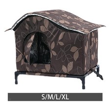 Outdoor Stray Cat House Pet Supplies with Windproof Curtain Feral Cat Shelter