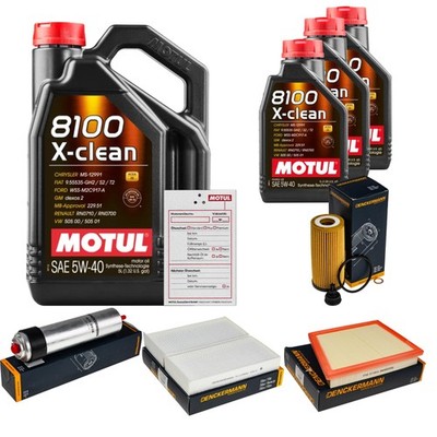DENCKERMANN Inspektionspaket 8 L MOTUL 8100 X-CLEAN 5W-40 für BMW 2 Active