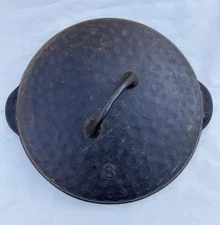 Rare #8 Vintage Unmarked Wagner Ware? Cast Iron Hammered Skillet LID ONLY 9.75”