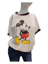 Disney Vintage 80's Mickey Mouse White Tee Shirt Size Large