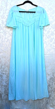 Miss Elaine Essentials Size L Women s Full Length Aqua Flutter Sleeve Gown NWOT