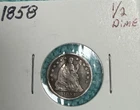 1858 Seated Liberty Half Dime Variety 2 resumed, Historic Silver Coin L@@K!