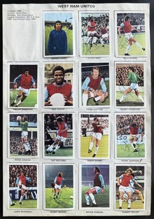 WEST HAM UTD signed 1972/73 FKS Team sticker set BOBBY MOORE CLYDE BEST COKER