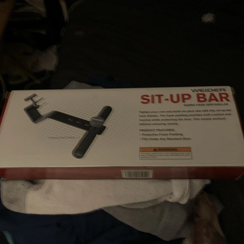 NUEVO~WEIDER~Barra ergonómica para sentarse~Con acolchado de espuma protectora~Se adapta debajo de la puerta Foto 2 de 2