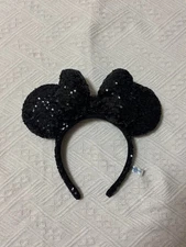 Tokyo Disney Resort Minnie Mouse Headband Ears Black Sequin Japan – Used Once