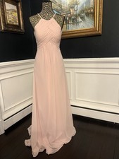 MORILEE Madeline Gardner Blush Chiffon Bridesmaid Formal Maxi Dress Size 2