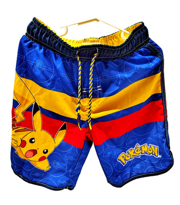 Boys Pokémon Pikachu Swim Trunks Size 6/7 Blue Yellow Red Mesh Lined Pls Read