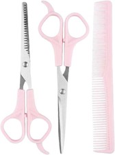 Pink Stainless Steel Hair Cutting Shears Set 6.7Inch Shear Thinning Scissor Comb