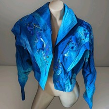 Vintage 1990s IIF Blue Art To Wear Embellishments Memphis Shoulder Jacket