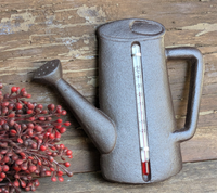 ❤️ AußEnthermometer Thermometer Giesskanne Gusseisen Braun Antiklook Garten ❤️