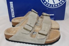 Birkenstock Women's EU 37 NARROW Arizona Shearling Lined Sandals Taupe NIB