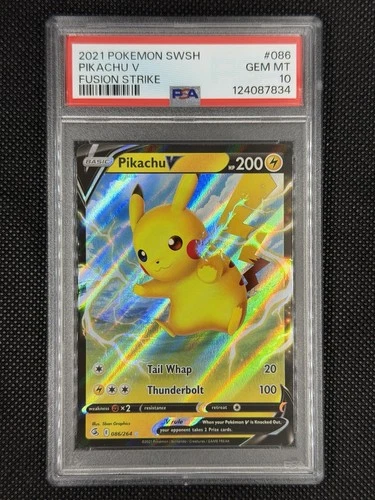 Pikachu V 86/264 Ultra Rare Fusion Strike Pokemon TCG Gem Mint PSA 10 Low Pop!