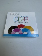 Memorex Cool Colors 5pk CD-R 52x 700MB Assorted Blank CDs Vintage Y2K