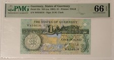Guernsey 1991 1 Pound Bank Note Gem Unc 66 EPQ PMG
