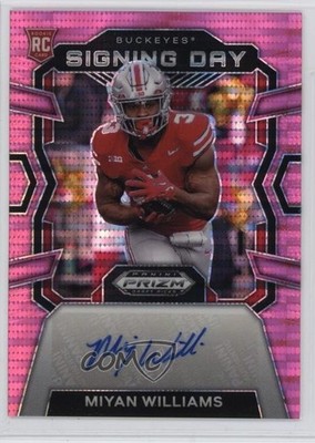 2024 Prizm Draft Picks Signing Day Neon Pink Pulsar 8/15 Miyan Williams Auto 8mm