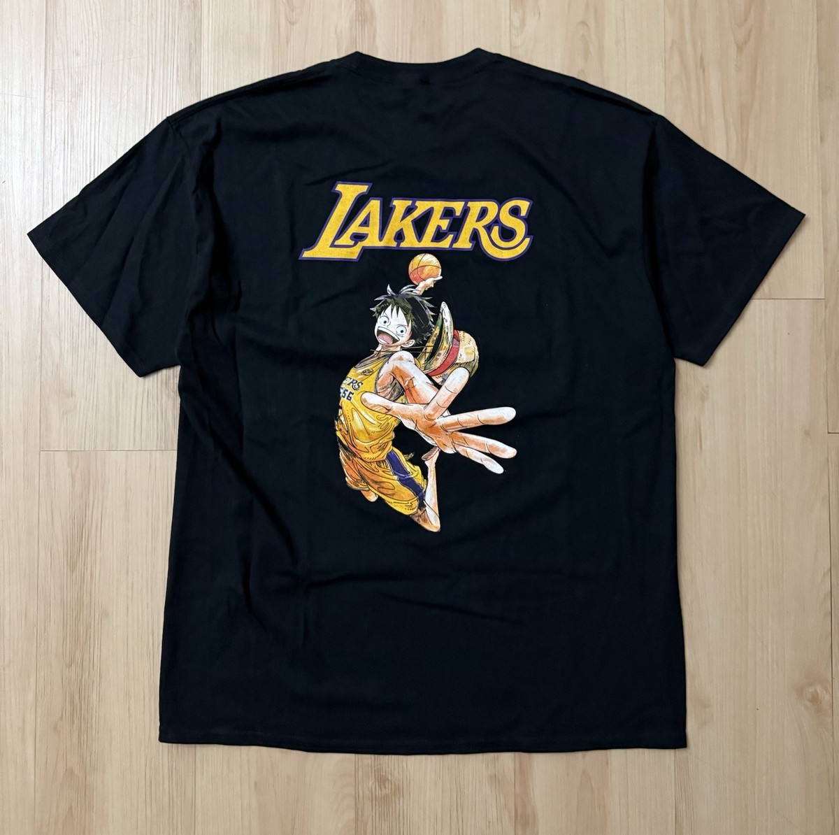 One Piece Los Angeles Lakers Luffy Promo T Shirt Black Pirates