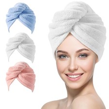 3 PCS Microfiber Hair Towel Wrap Women Girls Super Absorbent Anti Frizz