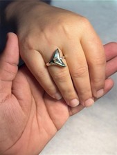 Sterling Silver Abalone Shell Ring   Modern Statement Ring Size 8