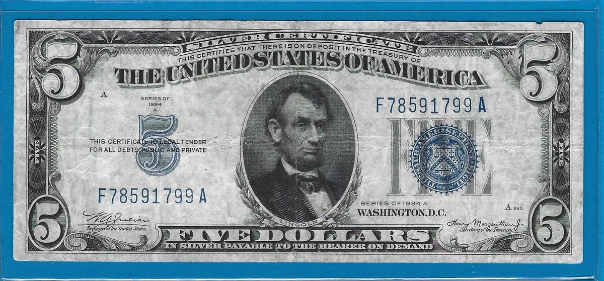 1934 $5 US Small Silver Certificates for sale | eBay