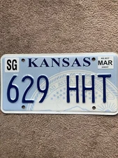 2017 Kansas License Plate - 629 HHT -  Nice!