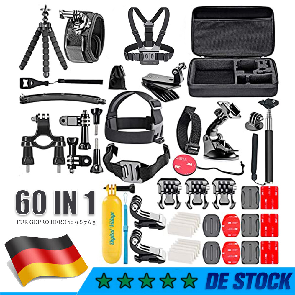 Ultimatives Zubehör-Kit: Kompatibel mit den meisten Action-Kameras, einschließlich GoPro Hero 9/8/7/(2018)/6/5, Insta360, DJI OSMO Action/Action 2 und mehr